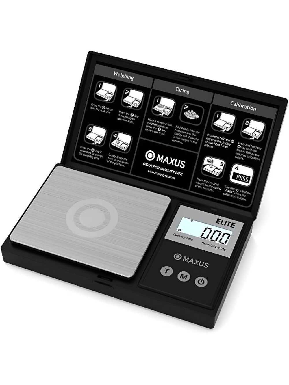 MAXUS Precision Pocket Scale 200g x 0.01g,Backlit LCD, Stainless Steel